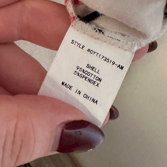 CODE x MODE Striped Balloon Sleeve Shirt Women's Sz Medium Red White Crop - Picture 6 of 6